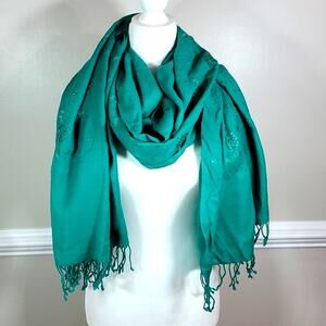 Vintage Pashmina Shawl Sequin embroidered fringe scarf shawl